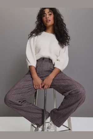 Next Textured Herringbone Straight Leg Trousers48 Petite