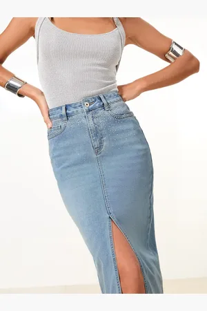 Lipsy London Jupes mi-longues en Denim taille haute44