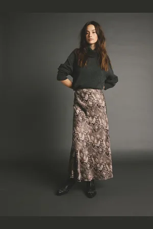 Next Jupe mi-longue imprimée en satin48 Tall
