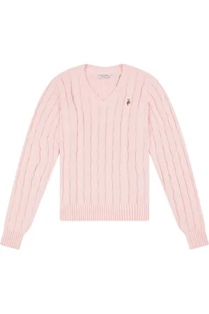 U.S. Polo Assn. U. S. Polo Assn. Womens Col en V Cable Knit 100% Cotton PullS