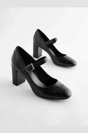 Next Forever Comfort Brogue Round Toe Block Heel Court Shoes