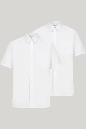 Trutex White Regular Fit Short Sleeve 2 Pack School Shirts17 ans (182cm)