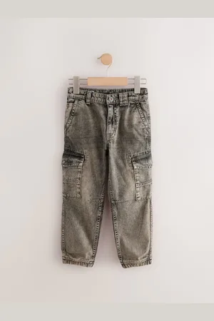Next 100% Cotton Cuffed Denim Cargo Jeans (3-16yrs)128134cm
