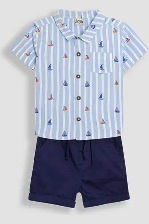 JoJo Maman Bébé Ensemble 2pièces imprimé chemise et short en sergé98104cm