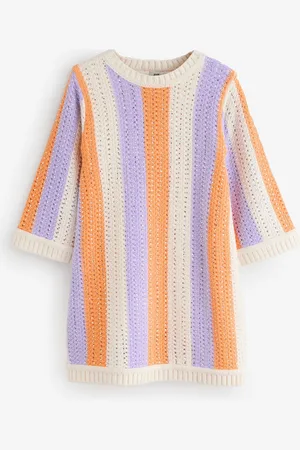 River Island Girls Hotfix Stripe Crochet Dress110116cm
