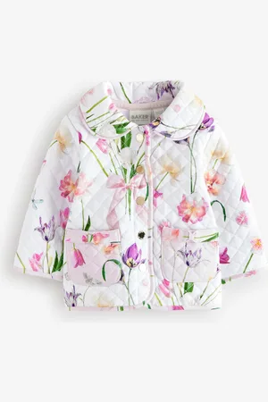 Ted Baker Floral Print Quilted 100% Cotton White JacketJusqu