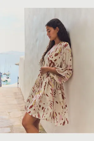 Next Imprimé - Kimono long à taille nouéeMédium