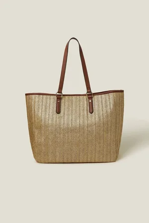 Accessorize Large Metallic Raffia Shopper Bagun