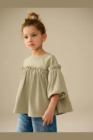 Next 100% Cotton Puff Sleeve Peplum T-Shirt (3-16yrs)104110cm