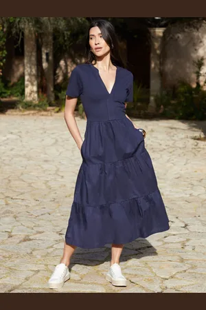 Threadbare Robe longue 100% coton étagée en jersey de popeline mélangée40