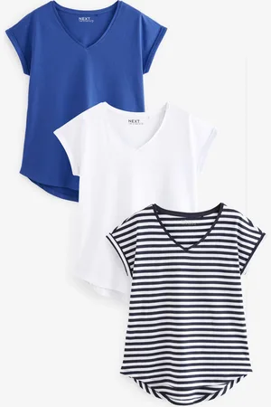 Next 100% Coton Col en V Mancherons T-shirt 3 PackS Petite