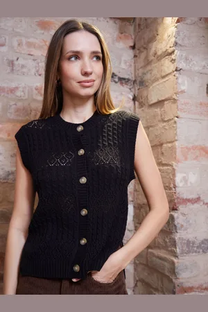Threadbare Button Up Pointelle Knit Vest38