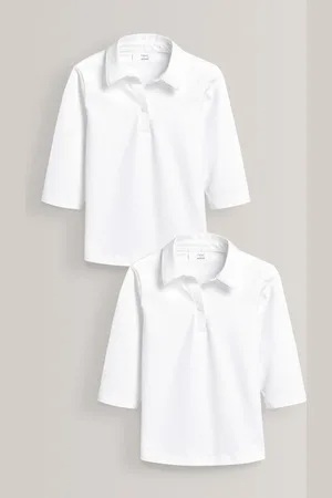 Next Maillot scolaire à manches extensibles en coton 3/4 Chemisiers 2 Lot (3-16yrs)9 ans (134cm)