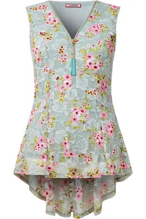 Joe Browns Lace Zip Neck Floral Sleeveless Tunics Top44