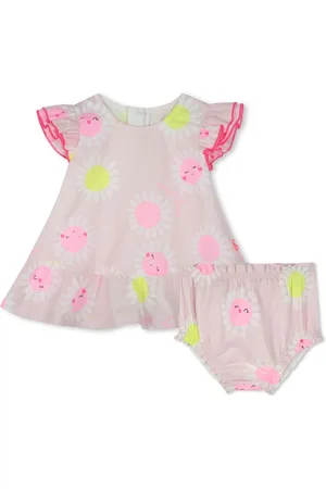 Billieblush Baby Pink 100% Cotton Floral Dress And Bloomer Set6874cm