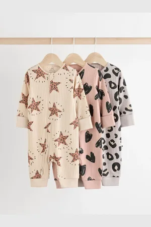 Next Zip double sens Bébé Sans pied 100% Cotton Sleepsuits 3 Lot (0mths-3yrs)Jusqu