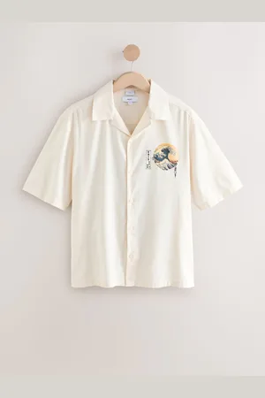 Next 100% Cotton Hokusai Printed Short Sleeve ShirtTrès grand