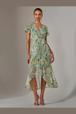 Jolie Moi Chiffon Wrap Midi Dress44