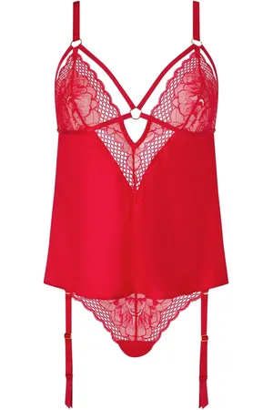 Ann Summers Devotion Satin and Lace Cami Set With Suspenderxsmall