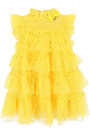 Angels Face Yellow Mitzi Sparkle Tiered Dress98104cm