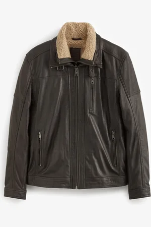 Next Veste en cuir quatre poches doublée de peau de moutonXL Reg
