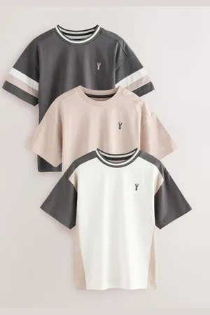 Next Relaxed Fit Colourblock Short Sleeve 100% Cotton T-Shirts 3 Pack (3-16yrs)6 ans (116cm)