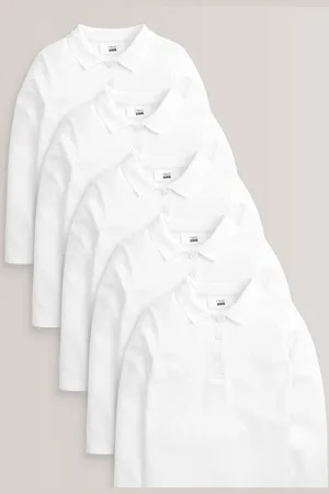 Next Lot de 5 100% Coton Manches longues Polo scolaire (3-16ans)13 ans (158cm)