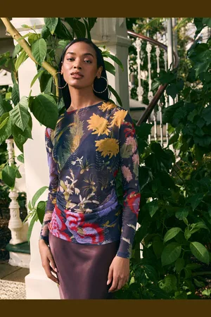 Next Kew Collection Long Sleeve Ruched Side Mesh Top