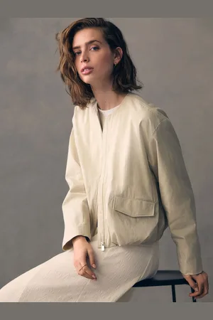 Next Cotton Blend Bubble Hem Bomber Jacket42tall