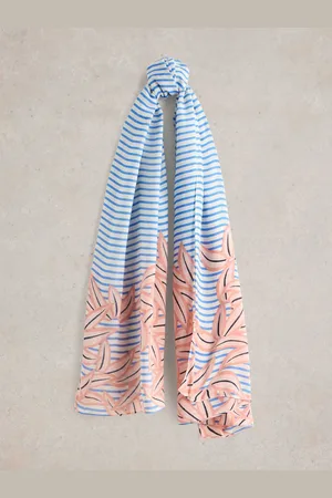 White Stuff Suki Linear Leaf Print Scarfun