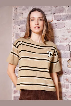 Threadbare Striped Knitted Varsity 100% Cotton T-Shirt38