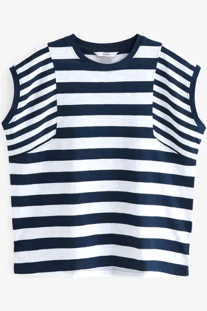 Next Col rond 100% Cotton Look Slub Jersey Casquette Manches Imprimées42