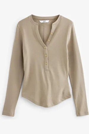 Next Haut Henley à manches longues côtelé avec boutons46 Petite