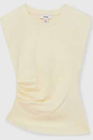 Reiss Top froncé à manches courtes Sadie en jersey de coton6-7 Années