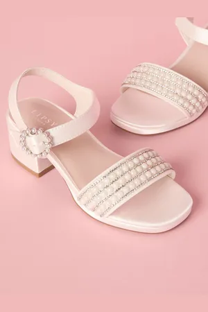 Lipsy London Low Block Heel Platform Pearl Occasion Sandalsr. u.2eu345