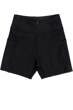 Danskin Shorts Noirs Taille haute en V à ceinture côtelée8 - 10 ans (128 - 140cm)