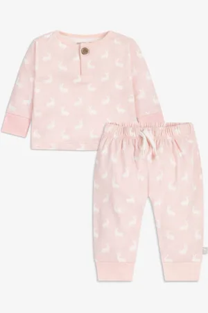 The Little Tailor Bébé 2 Pieces en jersey imprimé lapin 100coffret cadeau % coton9 - Mois 12 (74 - 80cm)