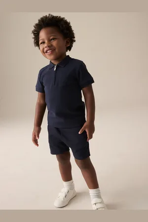 Next Short Sleeve Zip Neck 100% Cotton Polo And Shorts Set (3mths-7yrs)4 - 5 ans (104 - 110cm)