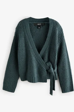Next Manches longues Deep Col en V Wrap Cardigan avec laineL Reg