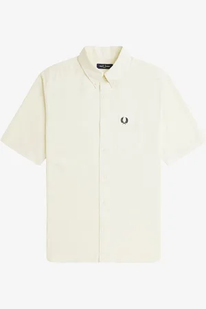 Fred Perry 100% Cotton Short Sleeve Oxford Ecru White ShirtXL