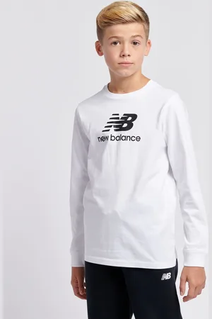 New Balance Garçons 100% Cotton Stacked Logo Manches longues T-shirt7 - 8 ans (122 - 128cm)