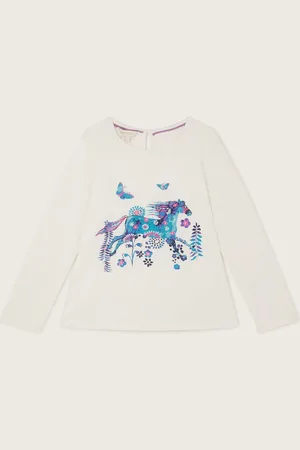 Monsoon Horse Print Long Sleeve 100% Cotton T-Shirt9 - 10 ans (134 - 140cm)