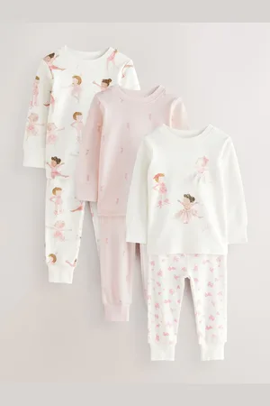 Next 100% Cotton Ballerina Snuggle Pyjamas 3 Pack (9mths-12yrs)128134cm