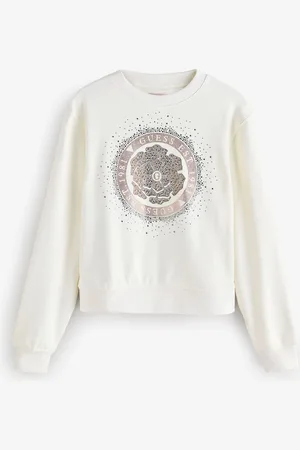 Guess Peony Graphic Logo 100% Cotton White SweatshirtS