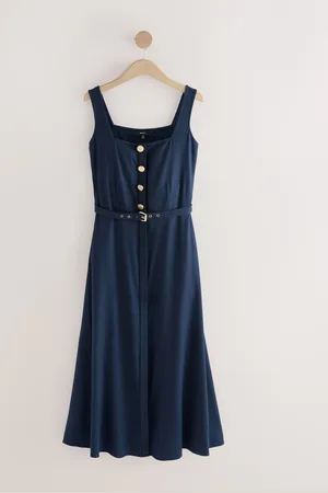 Next Belted Square Neck Midi Dress40tall