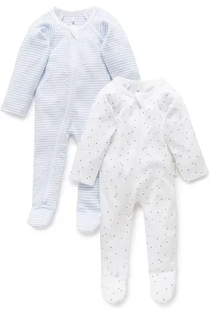 Purebaby Combinaisons de nuit Zip Bébé 100% coton 2 LotNouveau-né
