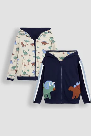 JoJo Maman Bébé Dino Appliqué Reversible Textured Hoodie98104cm