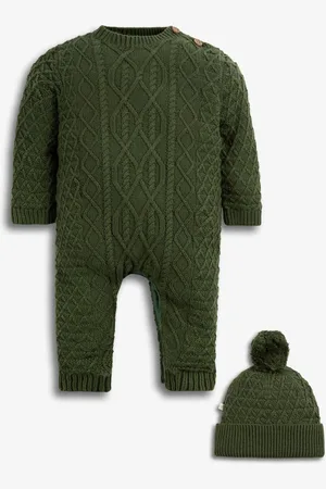 The Little Tailor Bébé 100% Cotton Cable Knit Romper And Chapeaux Gift Set9 - Mois 12 (74 - 80cm)