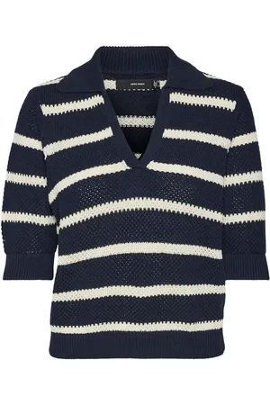 VERO MODA 3/4 Polo en maille Rayure à manches courtes40