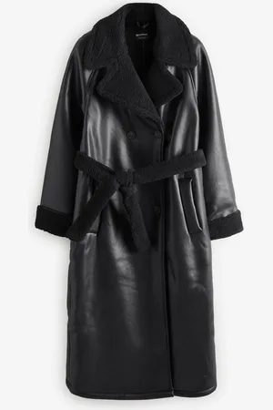 Threadbare Manteau aviateur long à bordures en fausse fourrure40